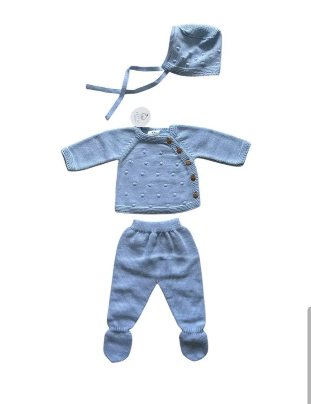 Coffret bébé 3 pièces en tricot - 0/3 mois - Rose ou Cobalt