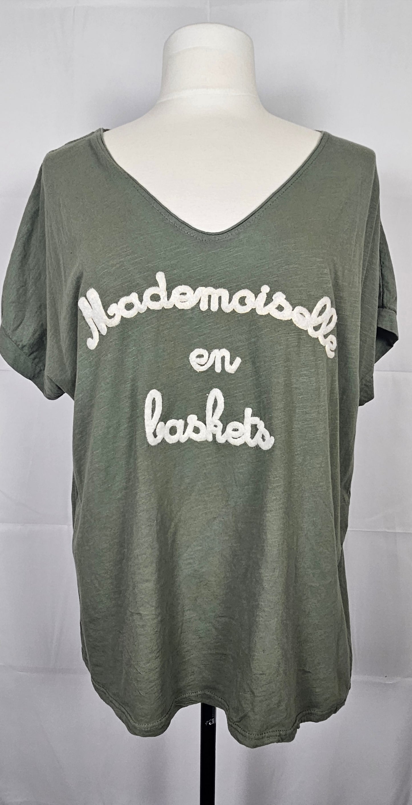 T-shirt oversize "Mademoiselle en baskets" - 100% coton - Made in Italy