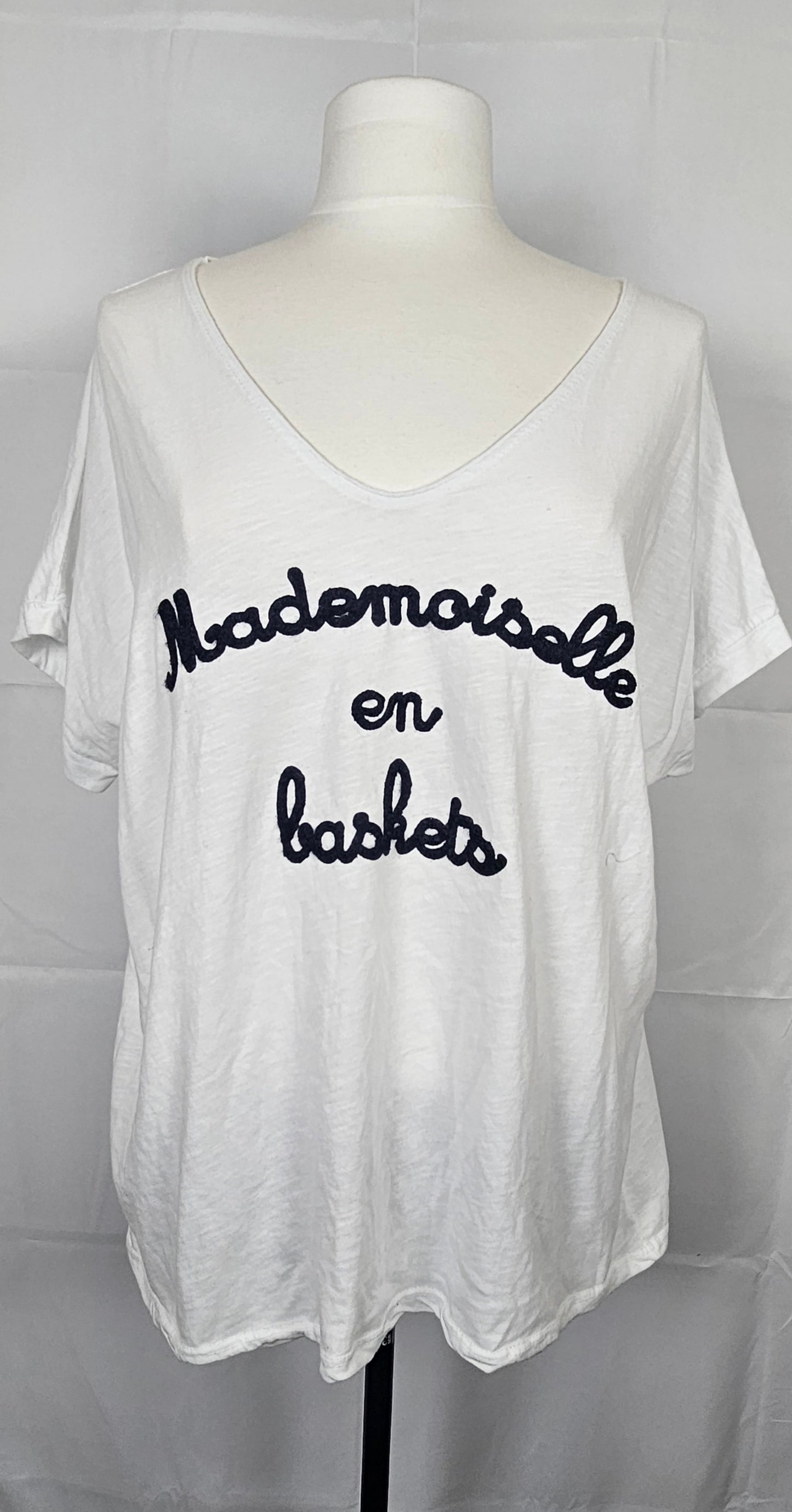 T-shirt oversize "Mademoiselle en baskets" - 100% coton - Made in Italy