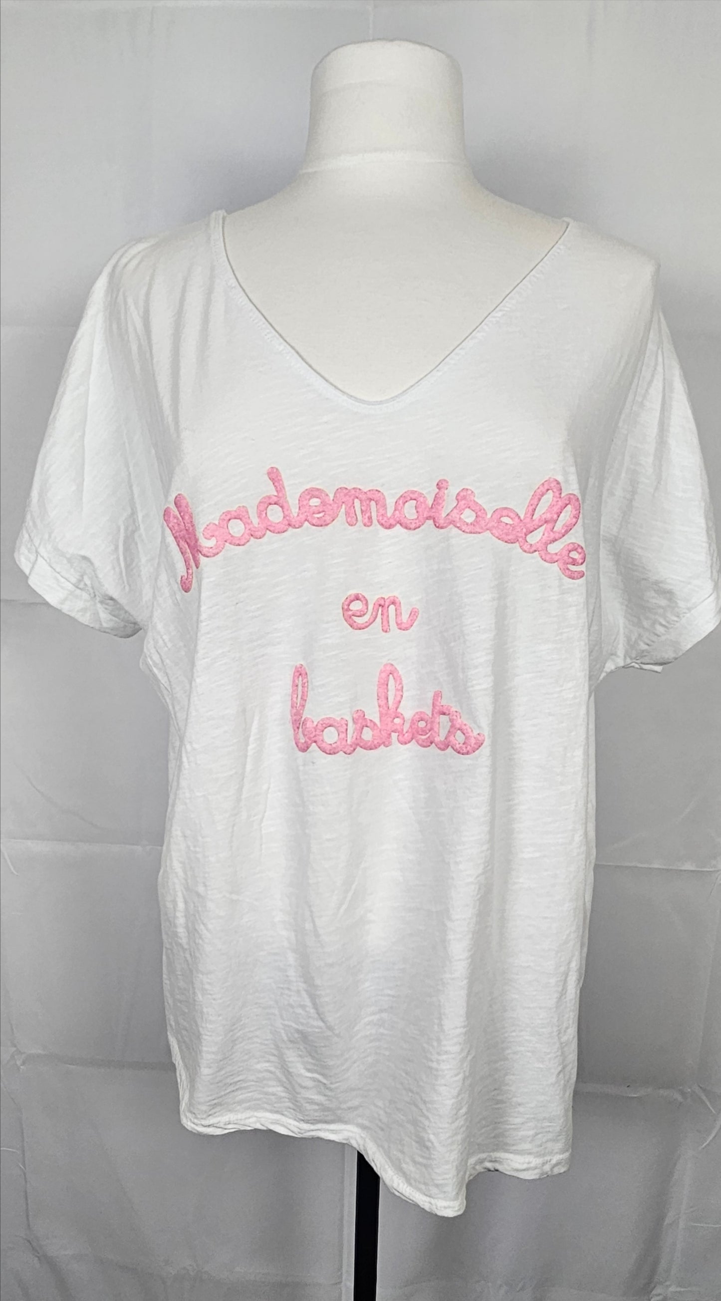 T-shirt oversize "Mademoiselle en baskets" - 100% coton - Made in Italy