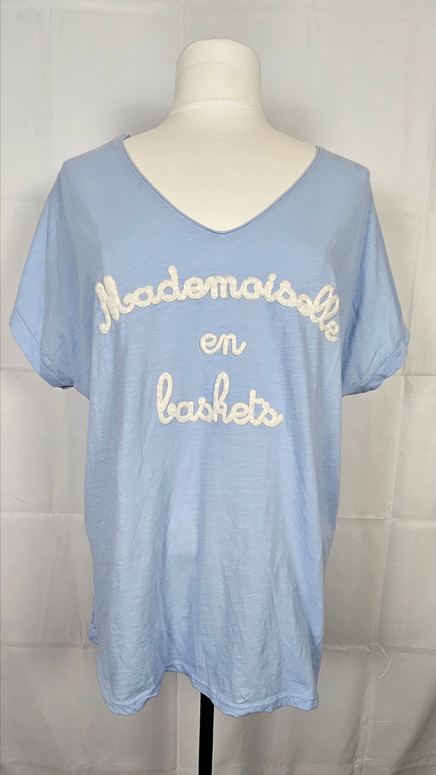 T-shirt oversize "Mademoiselle en baskets" - 100% coton - Made in Italy