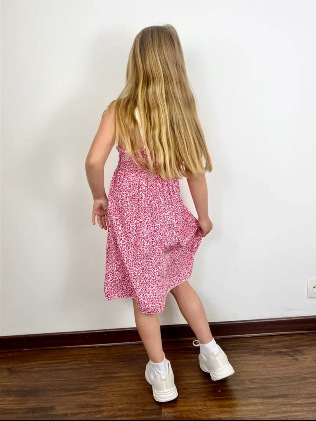 Robe fleurie bohème fille - Couleur magenta et bleue - 4 à 14 ans