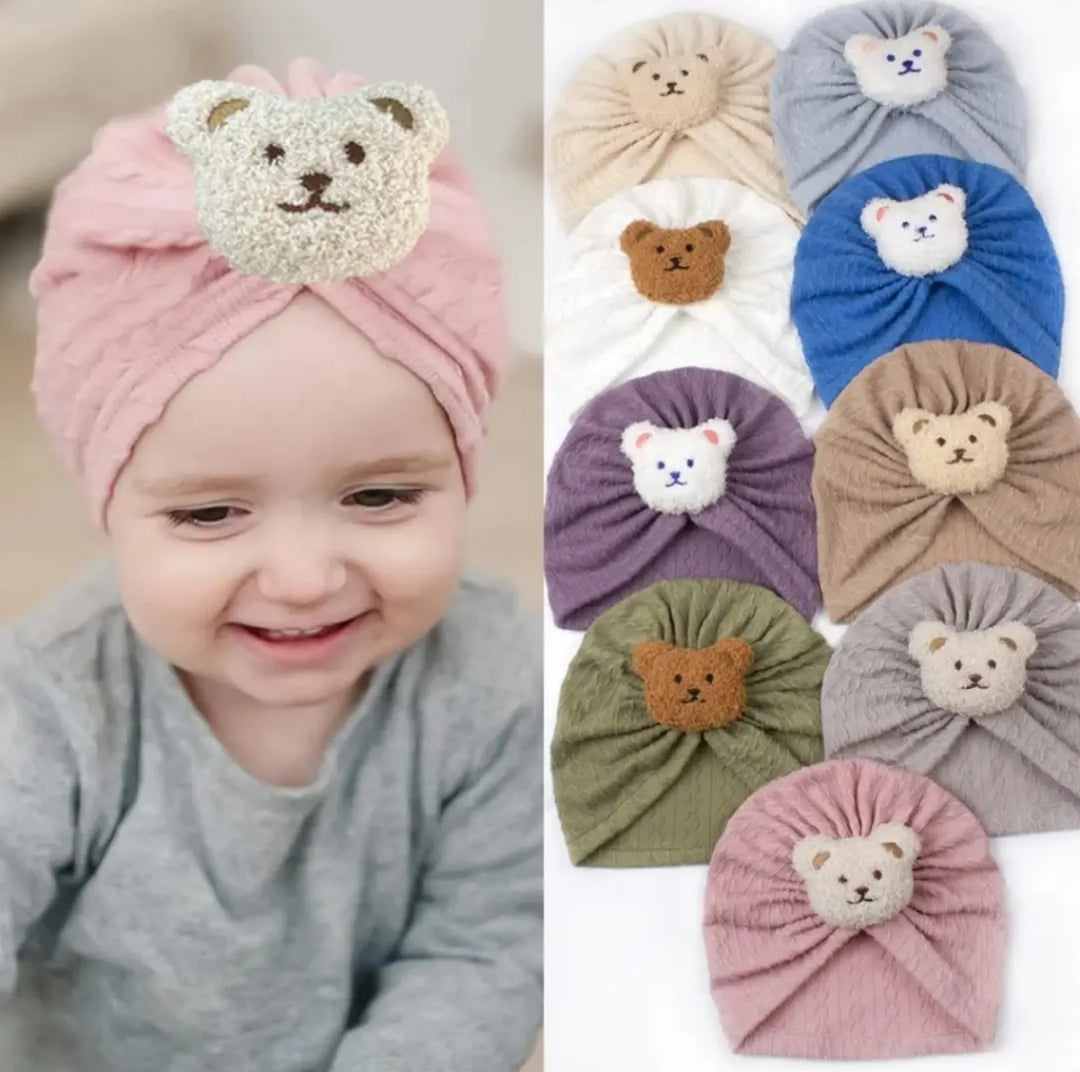 Turban en coton avec ourson pour bébé