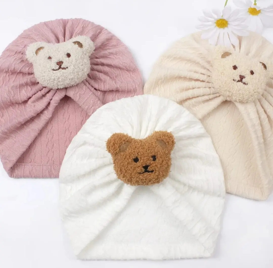 Turban en coton avec ourson pour bébé