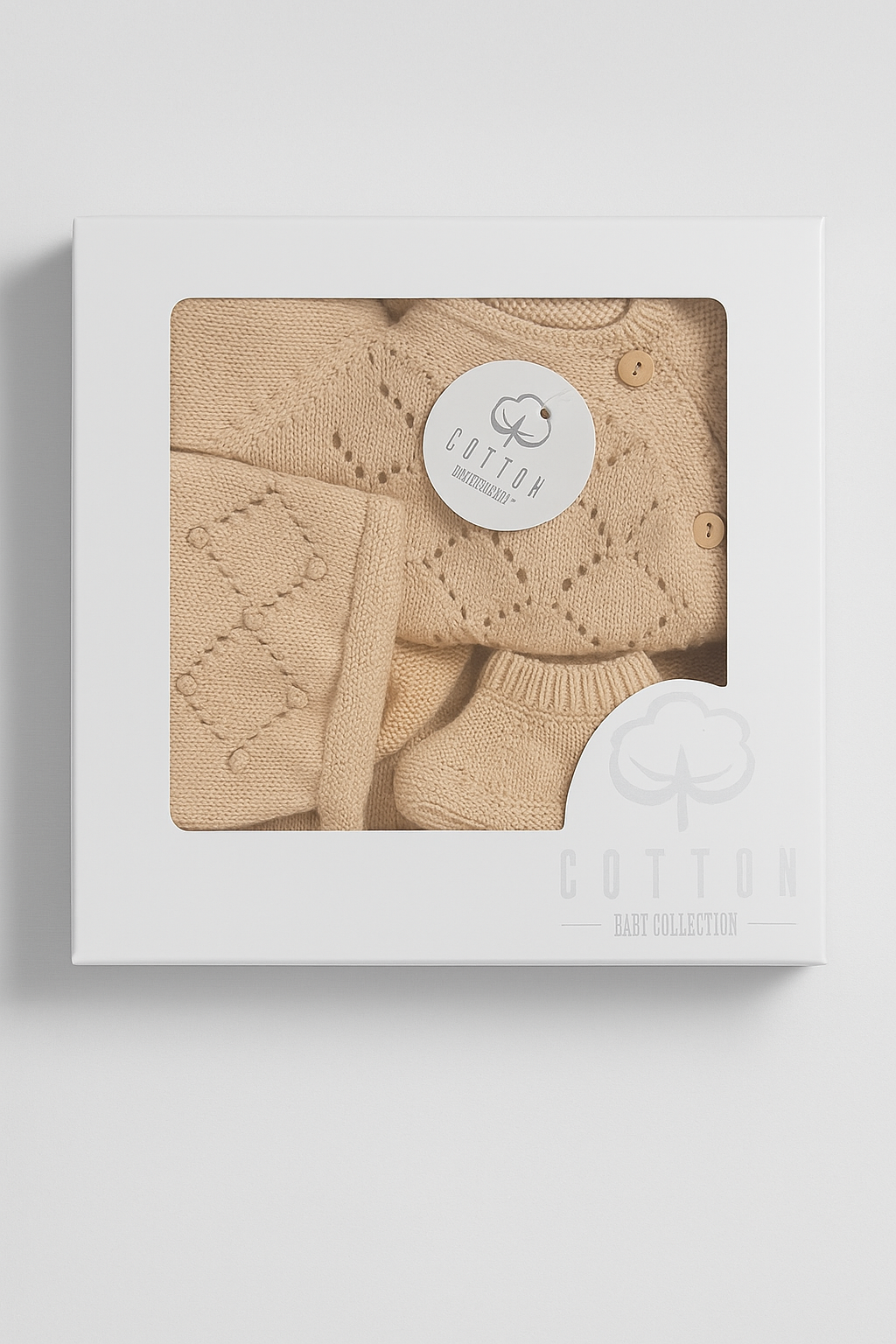 Coffret bébé tricot 4 pièces - 3/6 mois - 100% coton