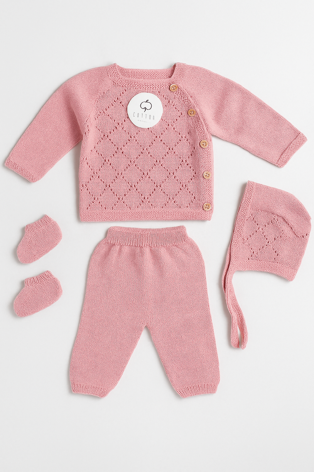 Coffret bébé tricot 4 pièces - 1/3 mois - 100% coton