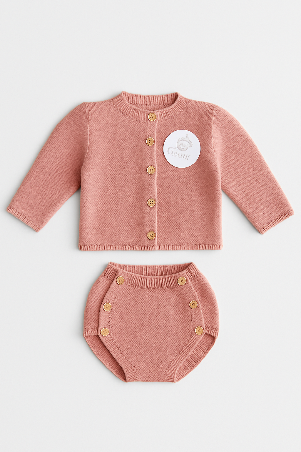 Coffret bébé - Ensemble tricoté (veste + cache-couche) - Bleu ou rose