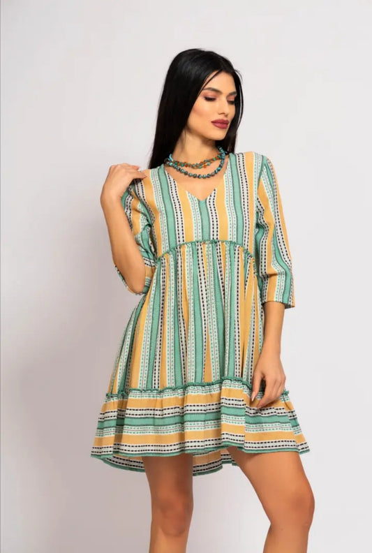 Robe bohème rayée - Coton jacquard