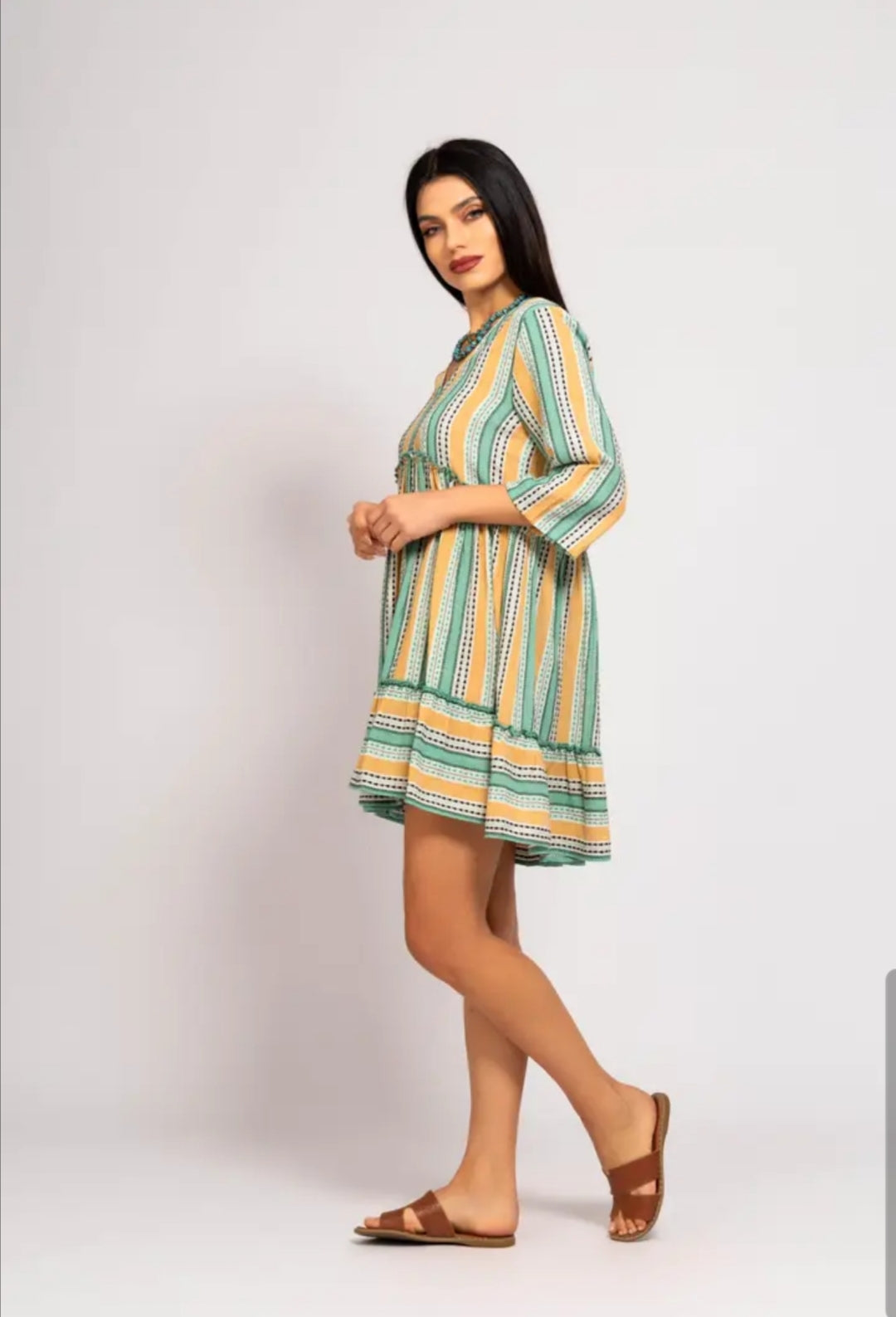 Robe bohème rayée - Coton jacquard