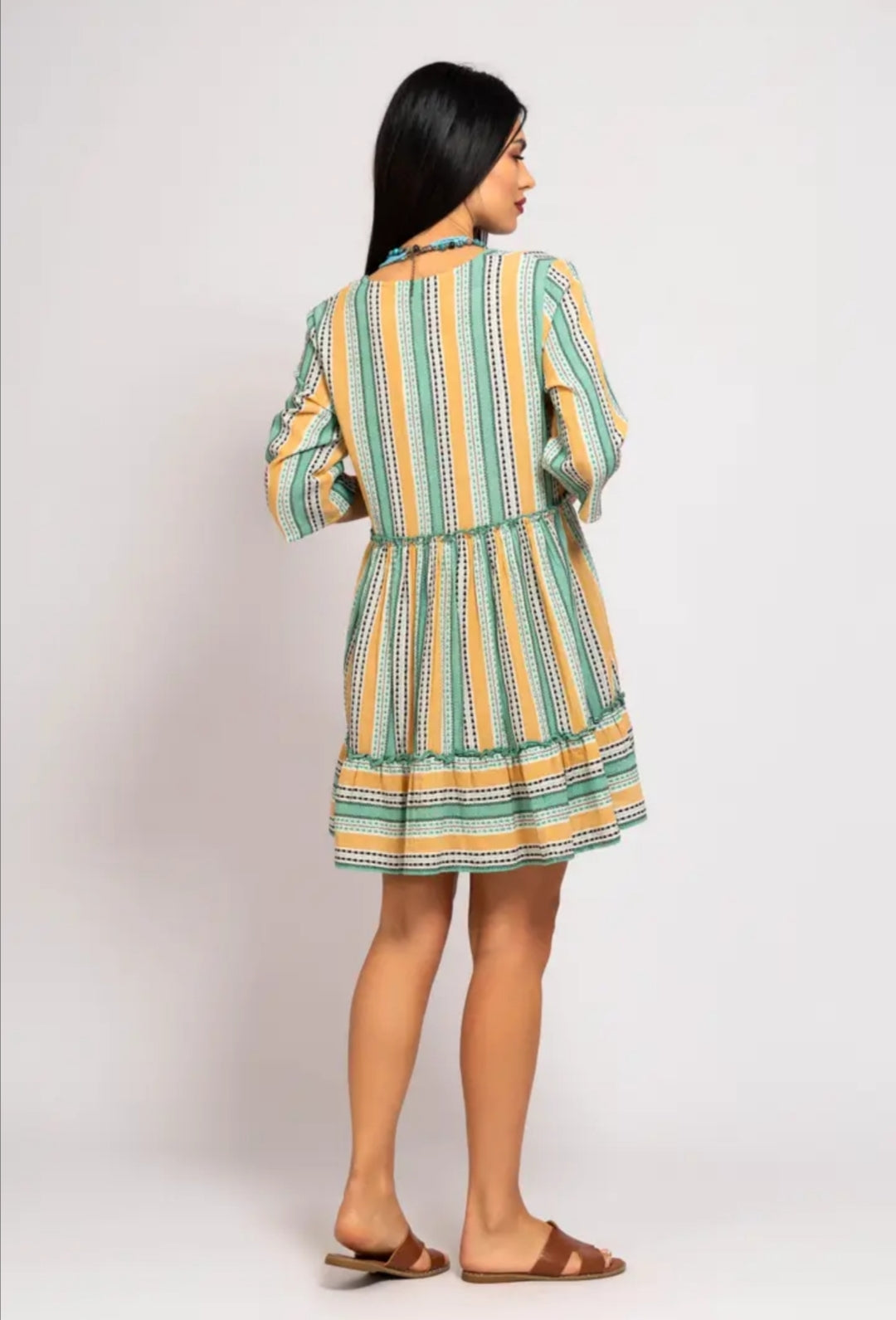 Robe bohème rayée - Coton jacquard
